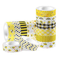 12 Pcs Bee Washi Tape Set Blue Yellow Black Honey Daisy Bee Patterned Masking Tape Bee Decorative Paper Sticker for Scrapbook DIY, Planner, Craft Gift Wrapping Handbook Sticker