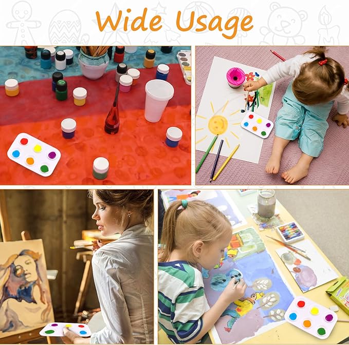 25 PCS White Plastic Paint Tray Palettes, 6 Well Rectangular Watercolor Oil Palette for Kids, Adult, Student Artist Craft Palettes,Painting Tray for Painting Party, DIY Craft and Art Painting