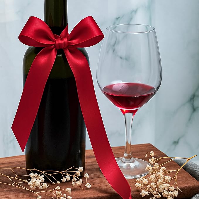 Fullive 1 1/2 Inch Ribbon for Gift Wrapping, 30Yards Wine Red Christmas Tree Ribbon, Polyester Ribbons for Flower Bouquet for Wedding Christmas Decoration DIY Bows Wrapping Bouquet Floral Arrangements