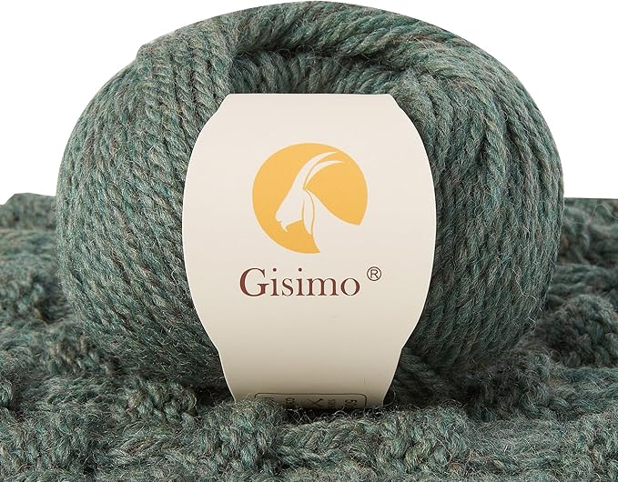 100% Merino Wool Yarn, 3-Ply Luxurious and Soft Yarn for Hand Knitting & Crocheting (Evergreen, 1Ball)