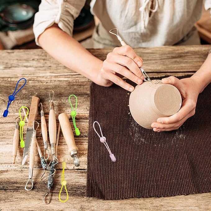 10 PCS Clay Bag Ties, Adjustable Pottery Tool Strap Holder, Ceramic Tool Strap, The Must-Have Pottery Tool Ties for Pottery Ceramic Bag Closure and Organization