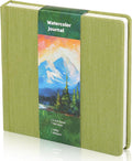 Dispowreath 5.5 x 5.5 in Watercolor Sketchbook Journal Square Watercolor Notebook Cold Press 140lb 300gsm Cotton Paper 48 Pages Journals Notebook Paper Pads(Green)