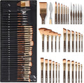 Nicpro 36pcs Paint Brush Set, Professional Paintbrushes with Palette Knife and Cloth Roll, Suitable for Acrylic Painting, Oil, Watercolor, Gouache, Art Supplies for Artists & Beginners (Gold Color)