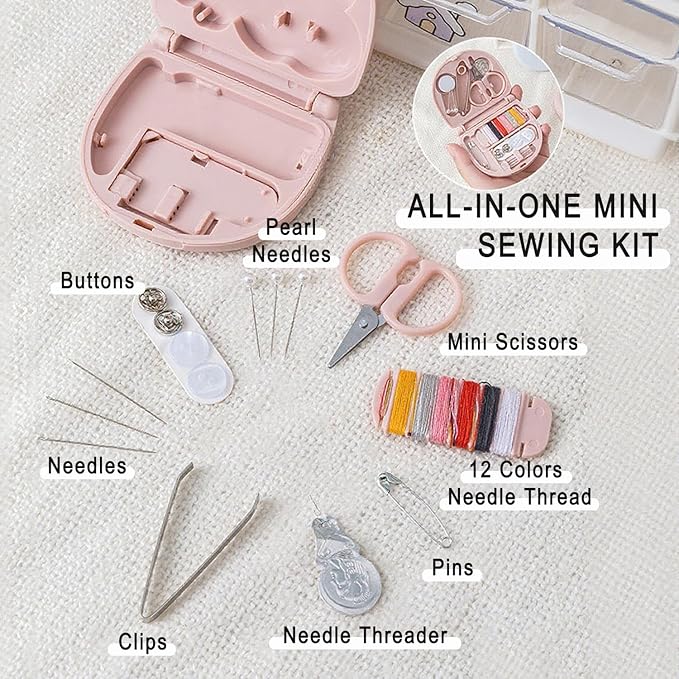 12 Pack Mini Sewing Kits, Compact Travel Emergency Sewing Set with Threads, Scissors, Needles, Portable Repair Supplies for Beginners, Hotels, Travel, Charity