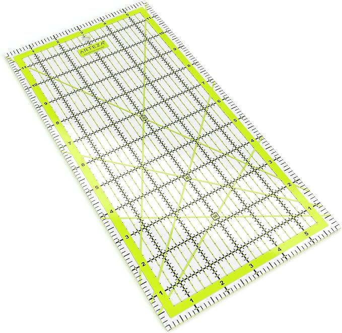 ARTEZA Quilting Ruler, Laser Cut Acrylic, Double Colored Grid Lines, 6"x12"