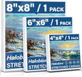 3 Packs Stretched Canvases for Painting with 4x4 Inch, 6x6 Inch, 8x8 Inch, Square Blacnk Canvases for Acrylics,Oils & Other Painting Media, 5/8 Inch Profile 100% Cotton Artist Framed Canvas