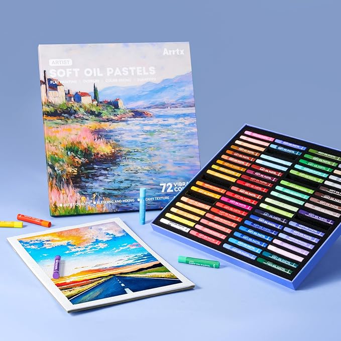 Arrtx Oil Pastels for Artists, 72 Colors Soft Oil Pastels Vibrant and Creamy, Art Pastel Crayons Art Supplies for Professional and Beginners