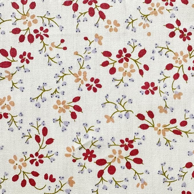 Red Cotton Quilt Fabric Squares 5''x5'', Rose Floral Fabric Bundles Charm Packs for Baby Girls, Quilting Squares for Patchwork and DIY Crafts (42Pcs)