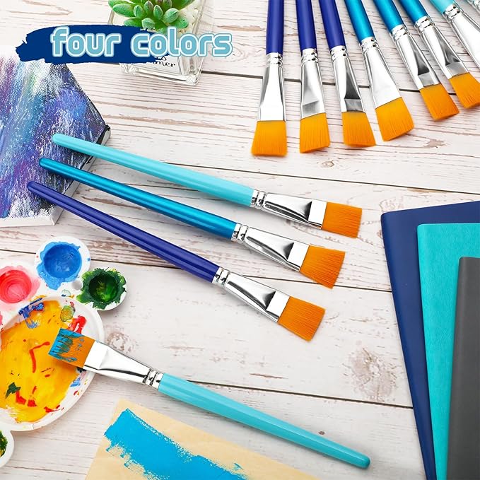 Honoson Paint Brushes for Acrylic Painting, Big Paint Brushes Bulk with Wooden Handle for Acrylic, Watercolor, Oil, Crafts, Face Body Art, 4 Color(20 Pcs)