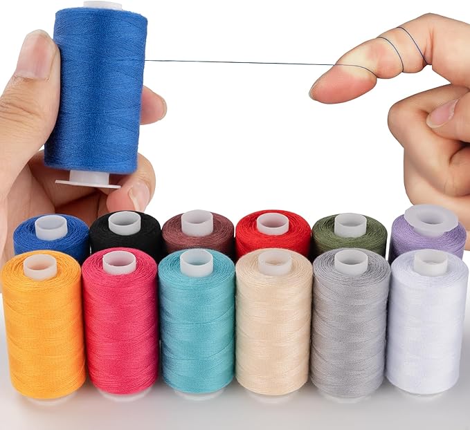 12 Colors Sewing Thread, 700 Yards Thread for Sewing, Hilos para Coser, Polyester All Purpose Thread for Beginners, Hand Stitching, Quilting, Travel, Sewing & Embroidery