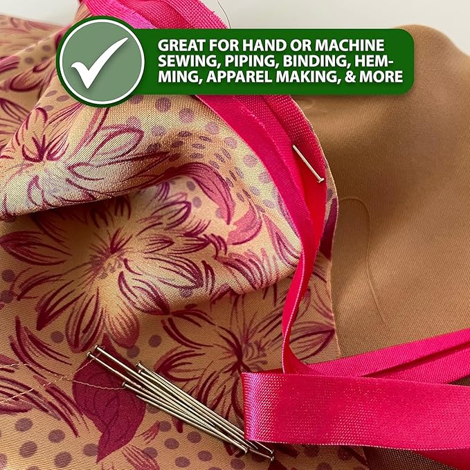 Mandala Crafts 55 Yards 1/2 Inch Ivory Double Fold Bias Tape for Sewing - Bias Binding Tape for Quilting Binding, Hemming, Seam, and Fabric Piping