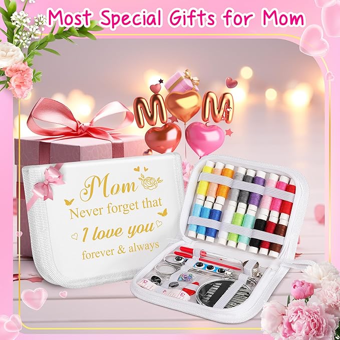 Coquimbo Sewing Kit Mothers Day Gifts for Mom Women Mother Her, Sewing kit Small Portable Sewing Supplies Accessories with Carrying Case Includes Thread, Needle, Scissors, Measure Tape, Thimble