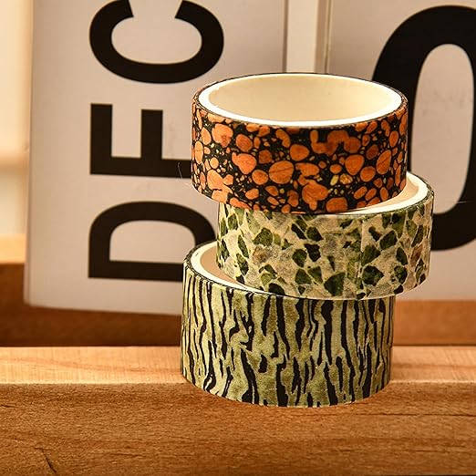 8 Rolls Retro Washi Tape Set Vintage Arts Adhesive Tapes Wide Painting Patterned Decorative Masking Tape Sets for Craft, Kids, Scrapbook, DIY, Gift Wrapping (Stone Texture)