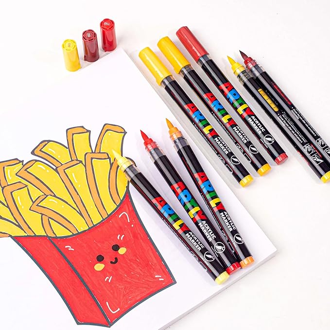 Acrylic Paint Markers, Acrylic Paint Pens, Fabric Markers for Textile, Rock, Glass, Wood, Paper, Ceramic, Canvas DIY Art Supplies Kit for Adults (120)