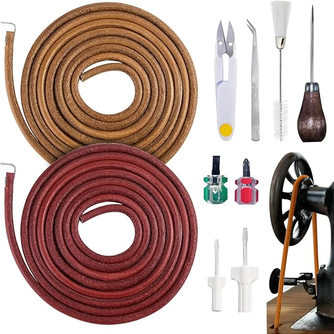 2pcs Sewing Machine Belts,Sewing-Machine Belts Replacement with Old Sewing Machine Parts Accessories Clean Set,Treadle-Sewing Machines Belt with Hook