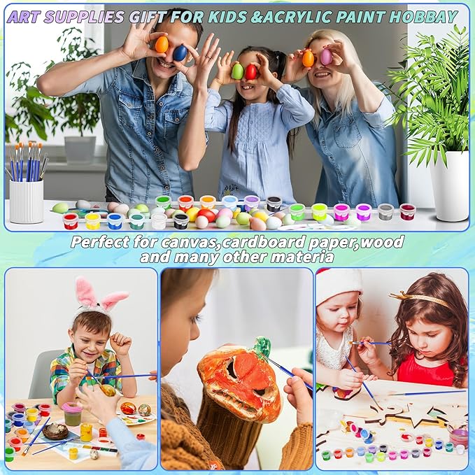 440 Pcs 18 Colors Mini Acrylic Paint Set for Kids Adults,Bulk Set of 20 Washable Craft Painting Kit, Acrylic Paint Strips Container with 40 Pcs Paintbrushes for Home Classroom Party Favors Paiting