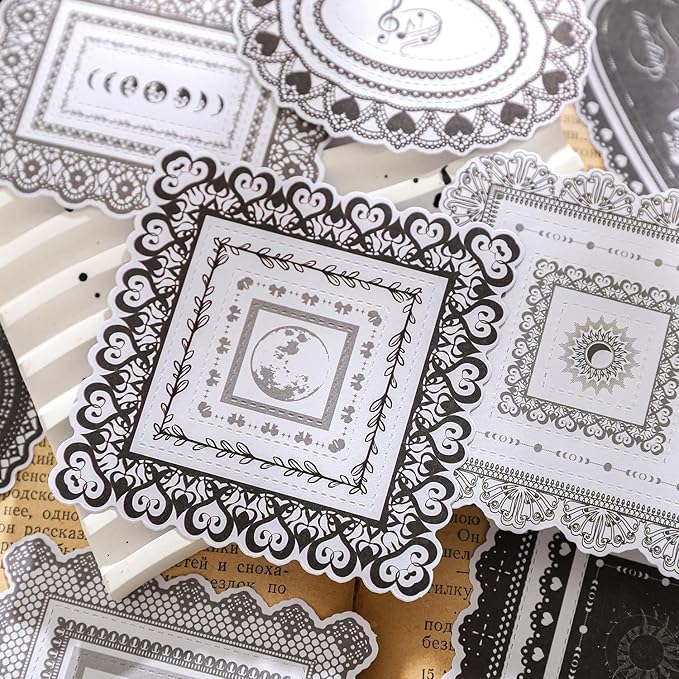 Alideco 120pcs Scrapbook Stickers Vintage Floral Lace Border Scrapbooking Junk Journal Crafts Embelishment Decoration Stickers (leisiwuyu)