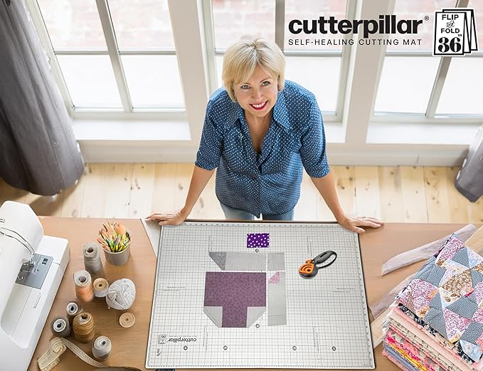 CutterPillar FLIP and FOLD Self-Healing Cutting Mat - 5-IN-1 Mat for Fabric and Sewing Craft Projects -Easy Travel and Storage - 9" x 12" to 24" x 36"