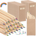 Ctosree 24 Packs 4 in 1 Rainbow Pencils 3.5 Inch Mini Colored Pencils Bulk in Kraft Boxes Gift for Kids Classroom School Drawing Birthday Christmas Party Favor, 6 Per Pack