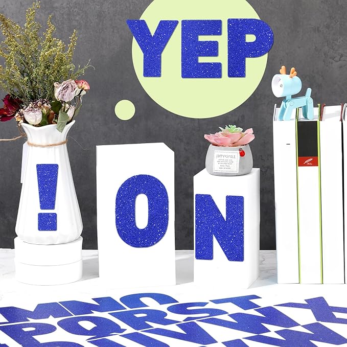 Harloon 232 Pcs 24 Sheets Large Glitter Letter Stickers Big Font Alphabet Letter Self Adhesive Letters Kit Mailbox Stickers for Mailbox Bulletin Boards Classroom Home(Blue,4 Inch)