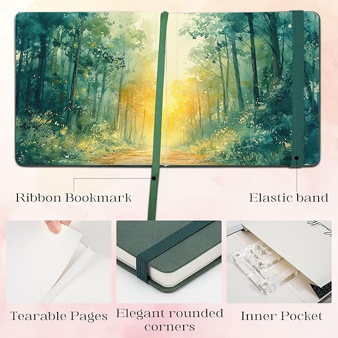 Remowith Leather Cover Watercolor Sketchbook, 6"x5.5" Journal, 300gsm Cold Press Cotton Paper (24 Sheets/48 Pages), Perfect Watercolor Journal for Markers, Pastels, Turquoise
