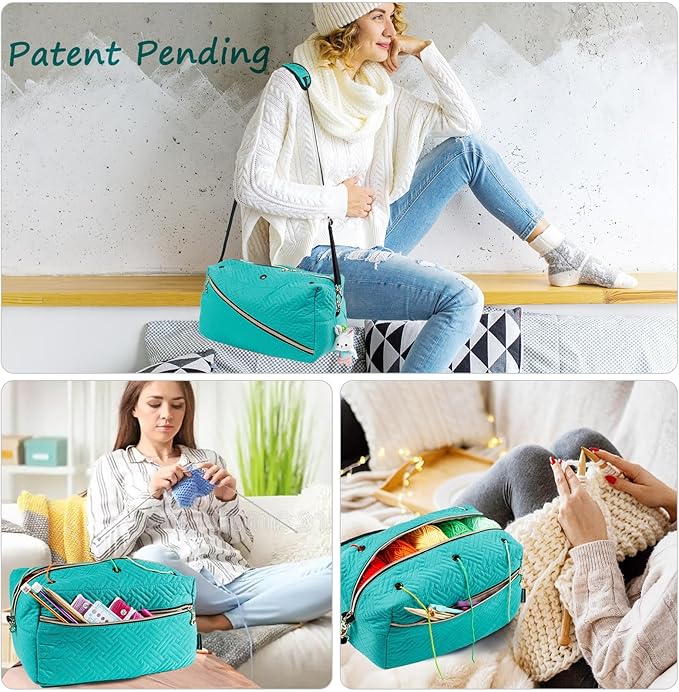 Crochet Bag Organizer - Knitting Bag - Yarn Storage Organizer - Yarn Bag for Crocheting - Yarn Holder for Crochet Accessories, Knitting Needles, Crochet Hooks, Crocheting & Knitting Gifts,
