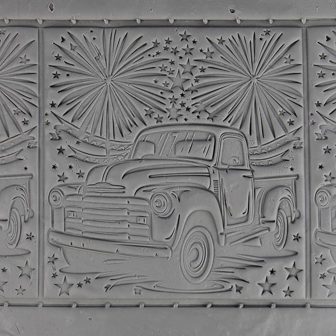 Classic Pickup Truck Clay Texture Roller (4") - America Set #01 - Embossing Pattern Roller for Polymer & Ceramic Clay, Pottery & Crafts