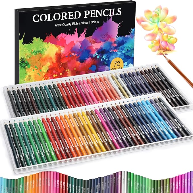 COOL BANK 72 Pack Colored Pencils for Adult Coloring Books with Soft Oil-Based Cores, Color Pencil Set for Sketching Blending Layering, Art Supplies for Kids Teens Adults Beginners Artists