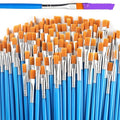Paint Brushes Set for Acrylic Painting, 100 Pcs Flat Art Painting Brushes Acrylic Paint Brush, Nylon Paint Brush for Kids Adults Oil Watercolor Rock Painting Body Face Nail Art