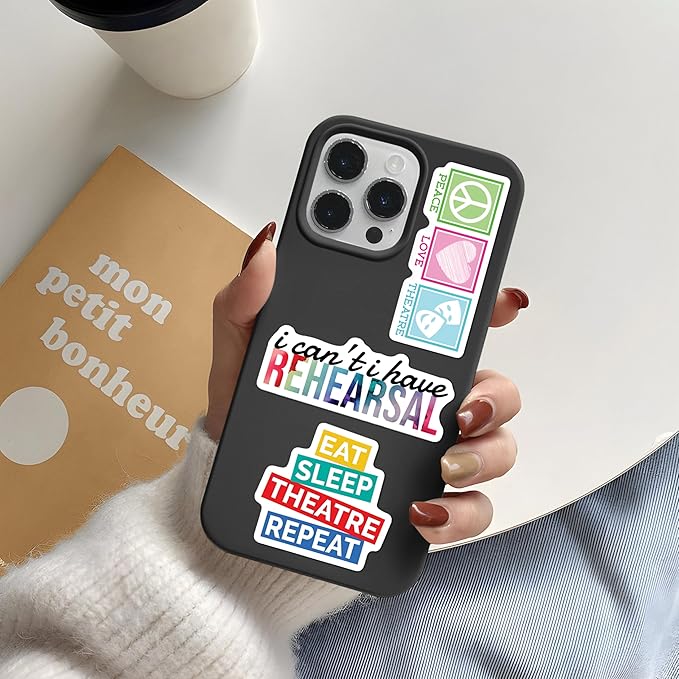 BEATRI Theatre Stickers 50Pcs Aesthetic Musical Theatre Waterproof Vinyl Decor & Party Favors for Laptop, Water Bottle, Skateboard & Travel Gear | Non-Repeating Decals, High-Definition Print