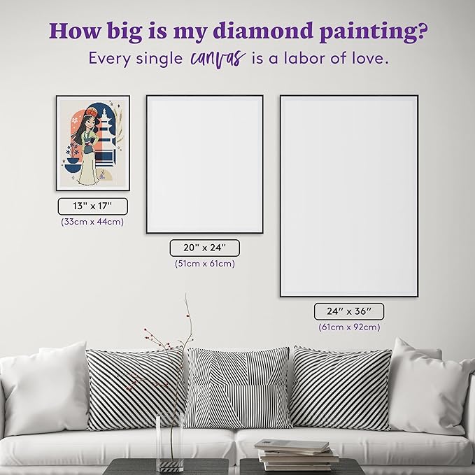 DIAMOND ART CLUB Mulan - Little Warrior Diamond Painting Kit, Fun DIY Crafts for Adults, Round Diamond Art Canvas, 13" x 17"