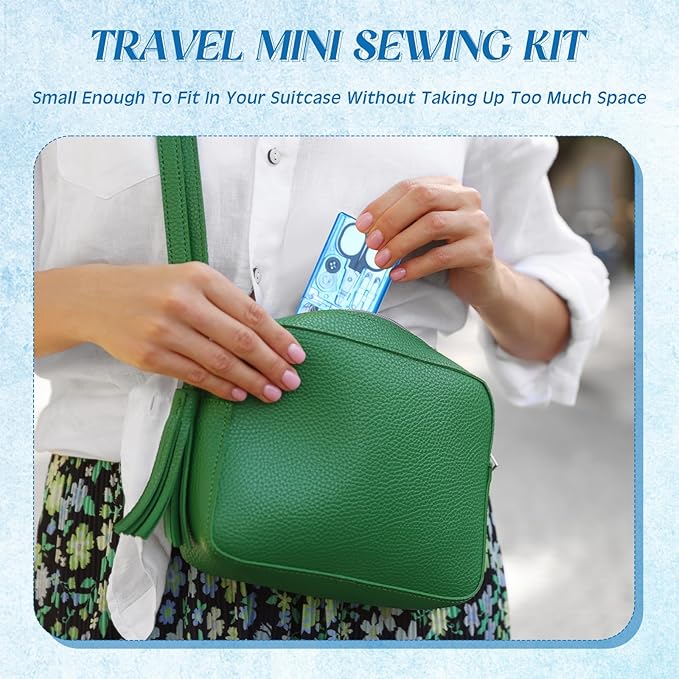 Knitgrip 25 Boxes Mini Travel Sewing Kit Quick Fix Sewing Kits Bulk Basic Portable Pre Threaded Needle Emergency Repair Tool for Christmas Gifts Beginner Traveler Home Hotel (Blue)