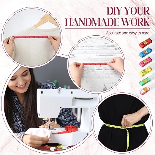 Macarrie 100 Pcs Soft Tape Measure Bulk Double Scale 150 Cm/ 60 Inch Vinyl Body Measuring Tape for Sewing Soft Ruler for Weight Loss Body Measurement Fabric Cloth Tailor Craft, Random Colors