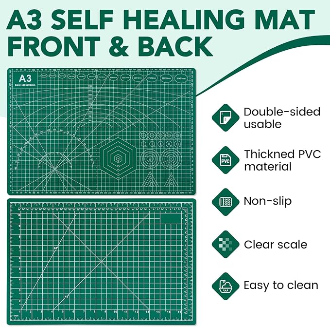 Cutting Mat 12"x18", 10 Pack Double-Sided 5-Ply Self Healing Sewing Cutting Mat, Cutting Mats Board for Crafts-Sewing, Fabric, Quilting, Scrapbooking Project
