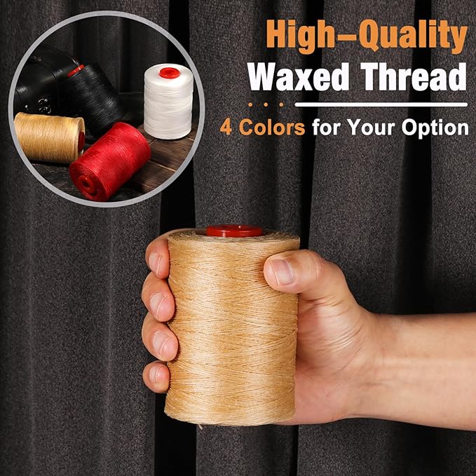 BUTUZE Waxed Thread, 550Yards Leather Thread for Hand Sewing, Wax String, Heavy Duty Linen for Leather Sewing, Bookbinding, Shoes Repair, Craft