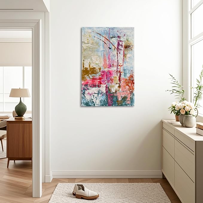 Art Hand-Painted Thick-Textured Colorful Abstract Oil Painting 36x24-inch Canvas Art Home Wall Decoration Painting