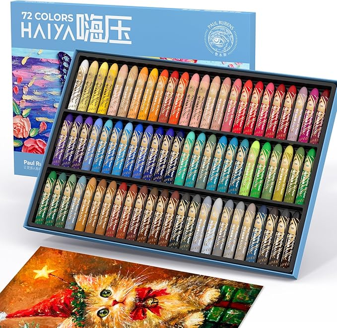 Paul Rubens Oil Pastels Set - 72 Vibrant Colors, Ultra-Soft and Creamy Texture, Easy to Blend for Artists and Beginners - Bullet Head Design for Drawing, Painting, Sketching - New Packaging
