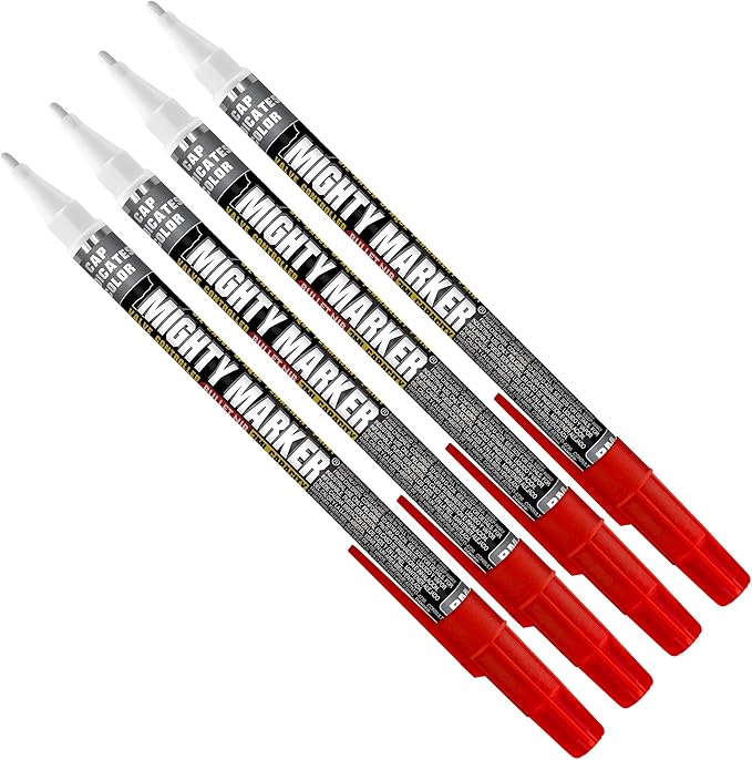 PM-92 Extra Fine Paint Marker, 4 Bonus Tips, 1.0 mm Tip, Xylene Based, Waterproof, Permanent, Valve Action, Manufactured in USA, Red 4 Pack