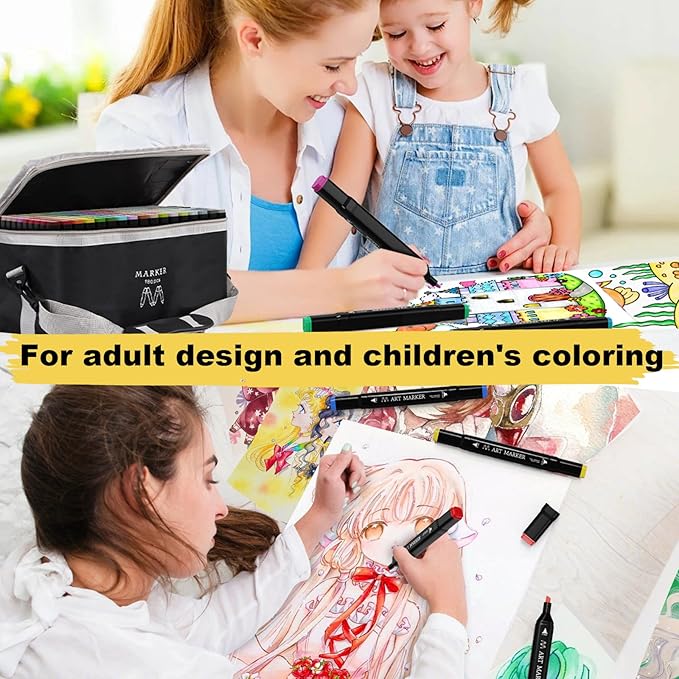 Alcohol Markers, 180 Colors Dual Tip Art Markers, Alcohol Based Markers for Kids Sketching Adult Coloring, Permanent Drawing Markers with Case and Holders