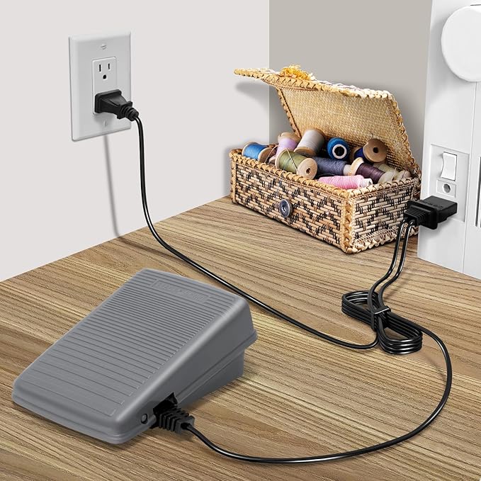 Sewing Machine Foot Pedal and Power Cord for Brother - Compatible with JX2517, LX3817, LS2125, XM2701, XL2600, LX3125, 1034D, LX2500, XL5130, GX37, LS2400, XR3774, LS1520 - Replacement for #J00360051