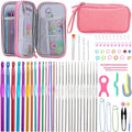 IMZAY Crochet Hooks Set for Beginners, 90Pcs Ergonomic Crochet Kit with Case, Stitch Markers & Blunt Needles, Arthritis-Friendly, Complete Knitting Accessories for Crochet Lovers