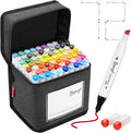 Bianyo 72 Colors Alcohol Markers Set, Dual Tip Fine & Chisel Art Markers with Black Carry Case, Ideal For Coloring Books, Blending, Drawing & Sketching, A Perfect Holiday Gift for Artists