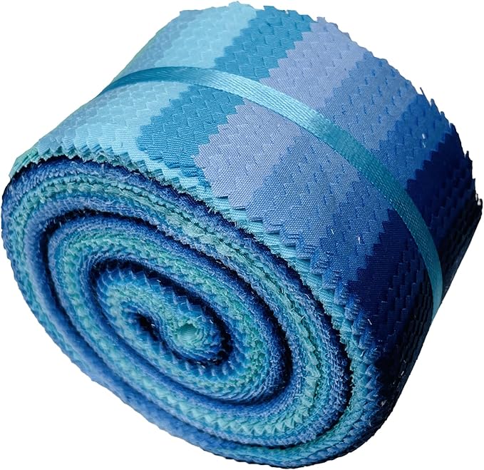 LUMANSUO Jelly Roll Fabric - 10 Assorted Solid Colors, 100% Cotton, 40 Pre-Cut Strips (2.5 x 44 Inch) Fabric for Quilting and Sewing,S0lid Blue Moonlight