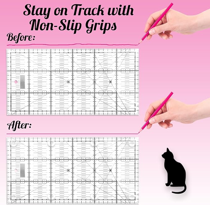 TightGrips Non-Slip Pads for Quilt Templates | Precision Grips for Quilting Supplies | Enhance Accuracy and Stability | Non-Slip Quilting Tools | Complete Set of 48-24 Large & 24 Small Grips