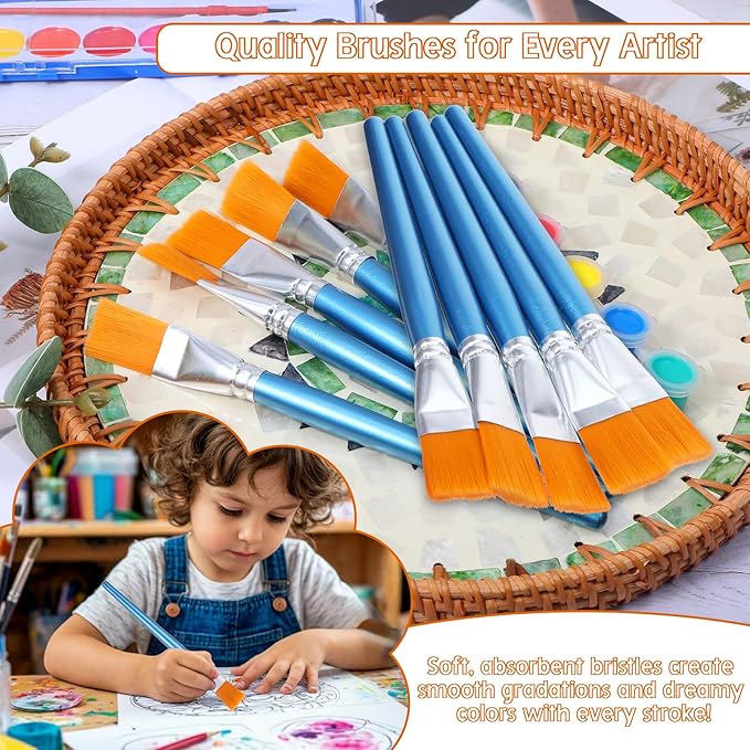 48 Pcs Flat Paint Brushes,1 Inch Craft Paint Brushes, Large Acrylic Paint Brush for Watercolor, Oil Painting, Acrylic,Big Paint Brush for Oil Paint and Body Painting Crafts, Rock Painting