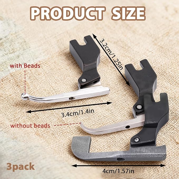 3 Pack P369 New Bead Sequin Special Presser Foot, Bead Crusher Presser Foot for Sewing Machine, Wedding Dress Bead Fabric Sewing Machine Accessories for Wedding Dress Fabric