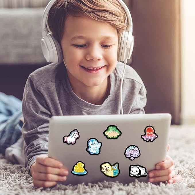 70 Pcs Cartoon Animal Water Bottle Stickers for Kids, Cute Neon Vinyl Laptop Decals, Teens Girls Boys Adults Phone Case Skateboard Luggage Decor
