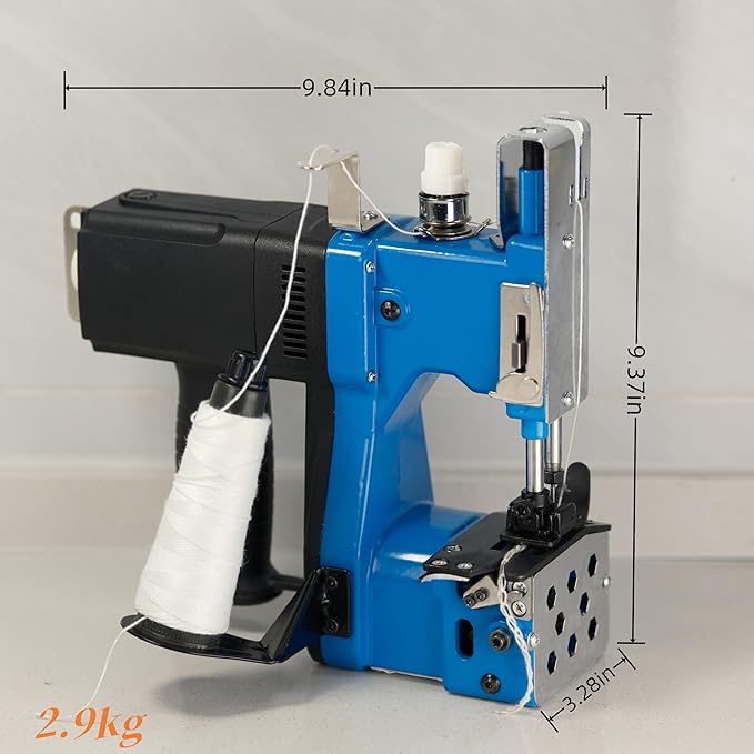 Bag Sewing Machine - 2s/bag Heavy Duty Portable Stitching Machine for Woven Bags, Non-Woven Fabrics, Leather | Warehouse & Farm Packing Tool (Blue, Corded - 110V AC)