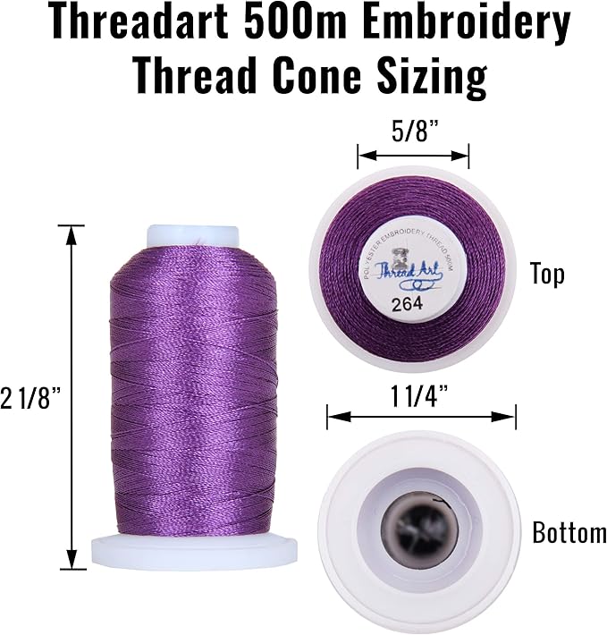 Threadart 120 Color Polyester Embroidery Machine Thread Set - Includes Sets A,B,&C | 500M Spools 40wt | for All Types of Embroidery Sewing Machines - Includes Black & White