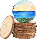 FSWCCK 10 PCS Unfinished Wood Slices for Centerpieces，4.7-5.1 Inch,Round Natural Discs with Tree Bark,Wooden Cookies Circles for Crafts Christmas Ornaments, Rustic Wedding Table Decoration (4.7"-5.1")